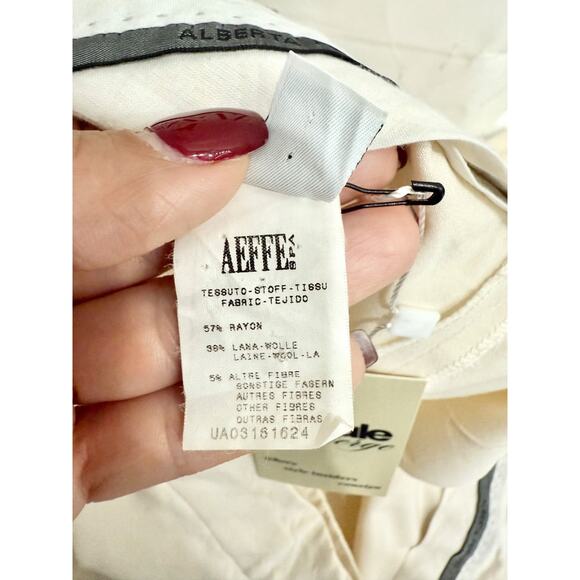Alberta Ferretti Flat Front Low Rise Wide Leg Trouser Pants Cream Womens Size 10 - Picture 4 of 4